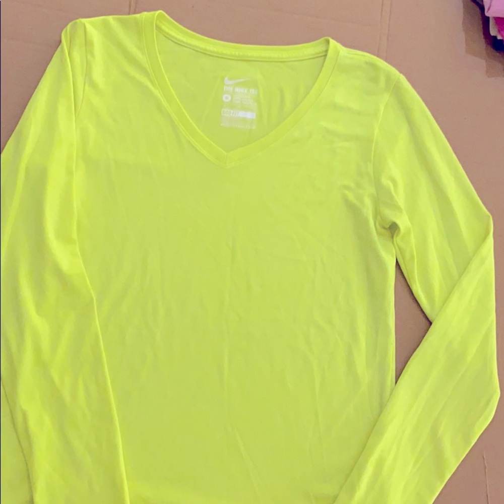 Nike Neon Yellow Long Sleeve Athletic Tee